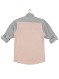 Boys Colourblocked Cotton Shirt Full Sleeve Orange -  -