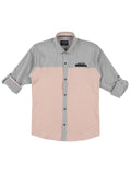 Boys Colourblocked Cotton Shirt Full Sleeve Orange -  -