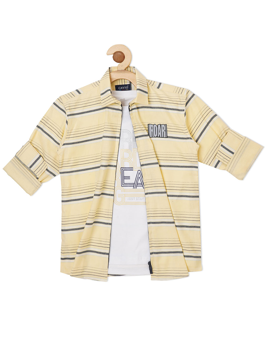 Boys Cotton Comfort Horizontal Striped Casual Shirt - -