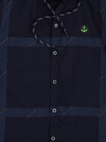 Boys Checked Cotton Hooded Casual Shirt with T-shirt - -