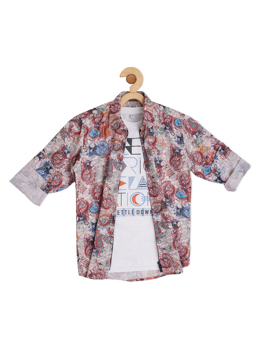 Boys Rust Digital Printed Shirt with T shirt  - -